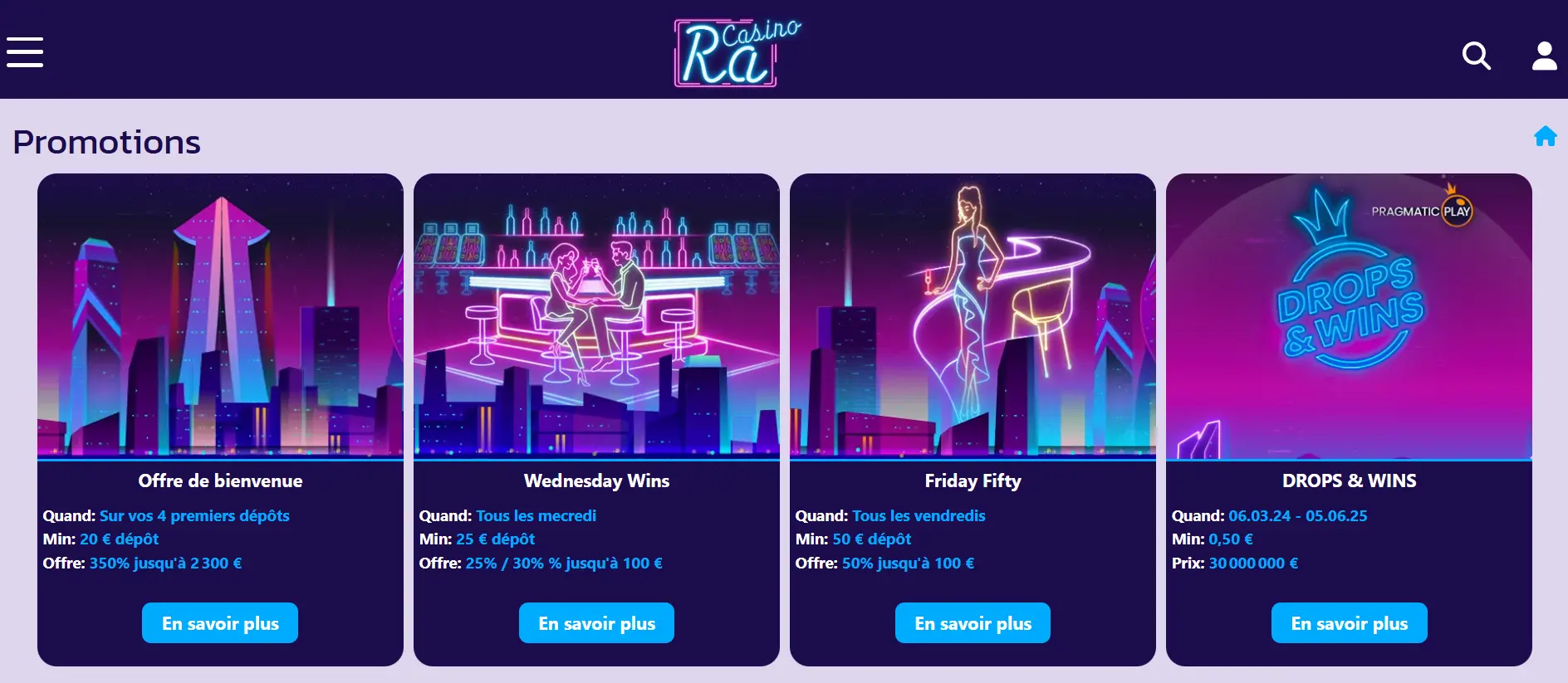 Bonus chez Ra casino en France Bonus chez Ra casino