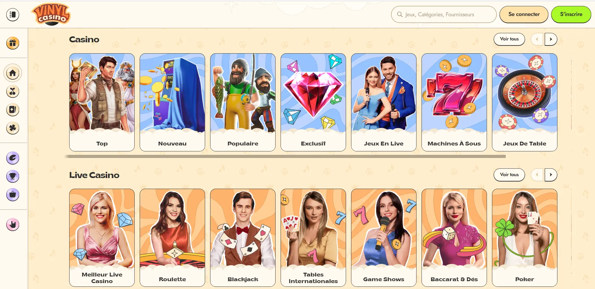Catalogue de jeux de Vinyl casino
